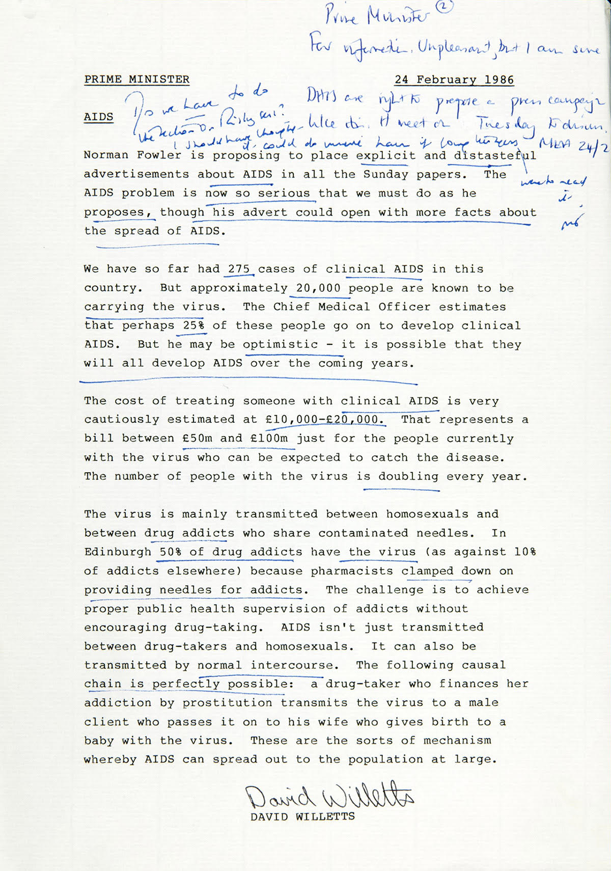 NATIONAL HEALTH. Acquired Immune Deficiency Syndrome (AIDS): part 1 Prime Minister national health memo