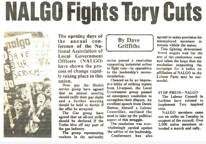 GLC abolition 4 News Article, NALGO Fights Tory Cuts