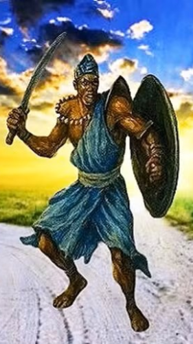 Ogum, images of fighter with shield