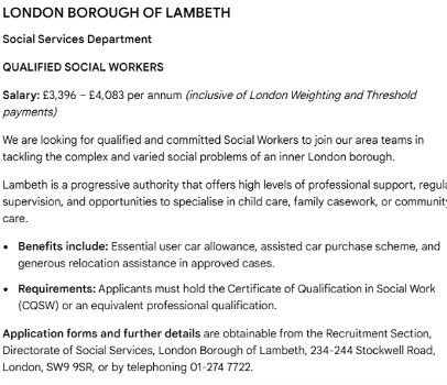 socialServices Job Description